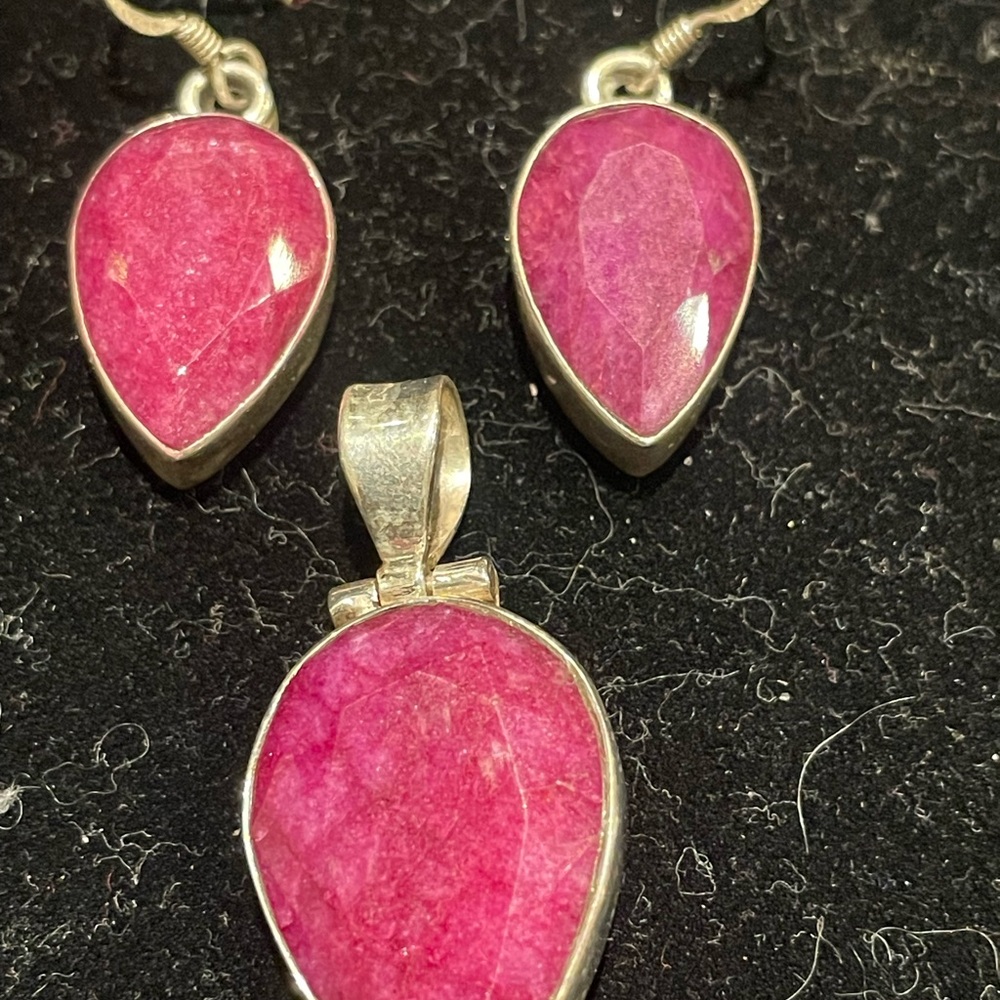 GENUINE RUBY ON STERLING SILVER SET